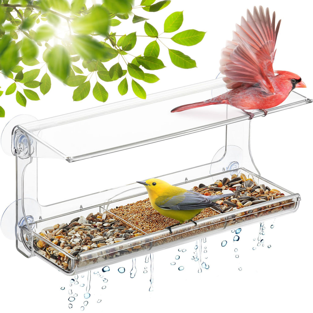 DF OMER Weatherproof Polycarbonat Window Bird Feeder with Strong