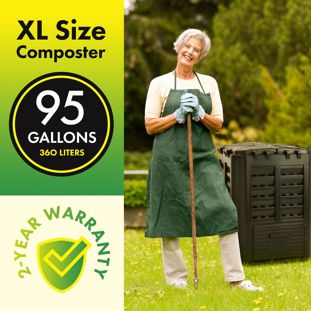 XXL Large Compost Bin Outdoor- 190/143Gal Easy Assembly Green Door